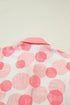 Double Polka Dot Ruffle Trim Short Sleeve Babydoll Shirt