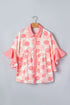 Double Polka Dot Ruffle Trim Short Sleeve Babydoll Shirt