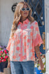 Double Polka Dot Ruffle Trim Short Sleeve Babydoll Shirt