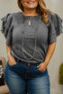 Double Ruffled Short Sleeve Western Top