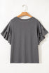 Double Ruffled Short Sleeve Western Top