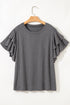 Double Ruffled Short Sleeve Western Top