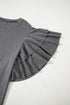 Double Ruffled Short Sleeve Western Top