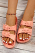 Double Strap Adjustable Buckle Molded Slide Slippers