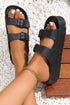 Double Strap Adjustable Buckle Molded Slide Slippers