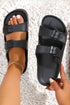 Double Strap Adjustable Buckle Molded Slide Slippers