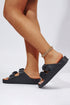 Double Strap Adjustable Buckle Molded Slide Slippers