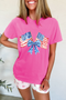 Double Trouble Flag Bow Print Patriotic Summer Tee