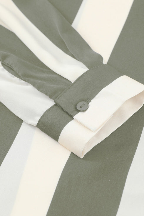 Downtown Chic Relaxed Fit Silky Vertical Stripe Button Up Shirt