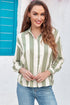 Downtown Chic Relaxed Fit Silky Vertical Stripe Button Up Shirt
