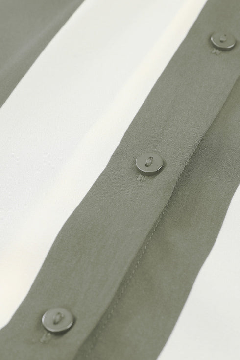 Downtown Chic Relaxed Fit Silky Vertical Stripe Button Up Shirt