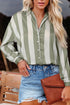 Downtown Chic Relaxed Fit Silky Vertical Stripe Button Up Shirt