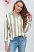 Downtown Chic Relaxed Fit Silky Vertical Stripe Button Up Shirt