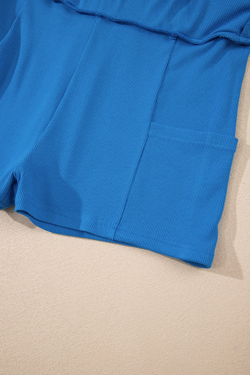Draped A Line High Waist Lined Pocket Casual Shorts