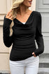 Draped V Neck Pleated Long Sleeve Top