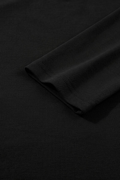 Draped V Neck Pleated Long Sleeve Top