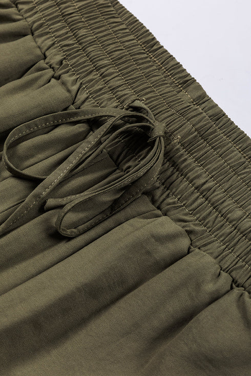Drawstring Elastic Waist Casual Wide Leg Pants