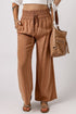 Drawstring Elastic Waist Casual Wide Leg Pants