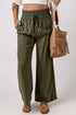 Drawstring Elastic Waist Casual Wide Leg Pants
