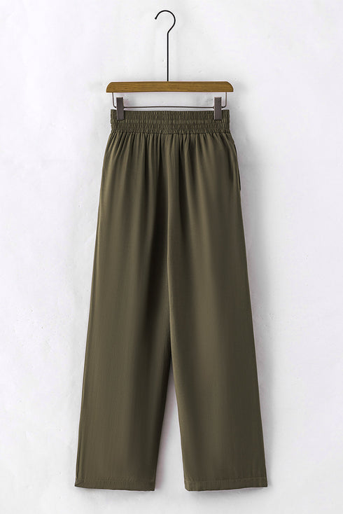 Drawstring Elastic Waist Casual Wide Leg Pants