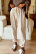 Drawstring Elastic Waist Corduroy Pull On Wide Leg Pants