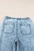 Drawstring Elastic Waist Loose Wide Leg Denim Jeans