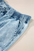 Drawstring Elastic Waist Loose Wide Leg Denim Jeans