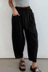 Drawstring Elastic Waist Patch Pocket Barrel Leg Pants