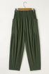 Drawstring Elastic Waist Patch Pocket Barrel Leg Pants