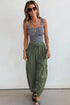 Drawstring Elastic Waist Patch Pocket Barrel Leg Pants