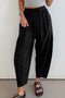 Drawstring Elastic Waist Patch Pocket Barrel Leg Pants