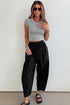 Drawstring Elastic Waist Patch Pocket Barrel Leg Pants