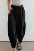 Drawstring Elastic Waist Patch Pocket Barrel Leg Pants