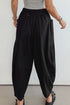 Drawstring Elastic Waist Patch Pocket Barrel Leg Pants