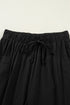 Drawstring Elastic Waist Patch Pocket Barrel Leg Pants