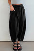 Drawstring Elastic Waist Patch Pocket Barrel Leg Pants