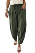 Drawstring Elastic Waist Patch Pocket Barrel Leg Pants