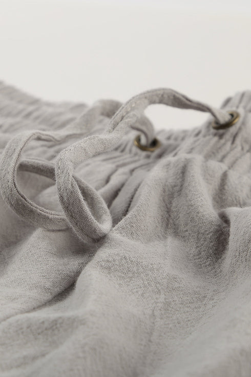 Drawstring Elastic Waist Pockets Long Straight Legs Pants