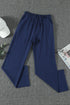 Drawstring Elastic Waist Pockets Long Straight Legs Pants