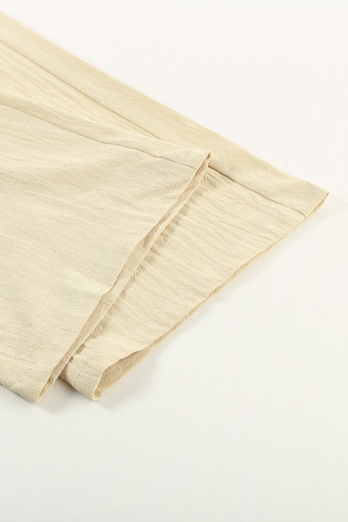 Drawstring Elastic Waist Pockets Long Straight Legs Pants