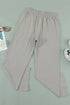 Drawstring Elastic Waist Pockets Long Straight Legs Pants