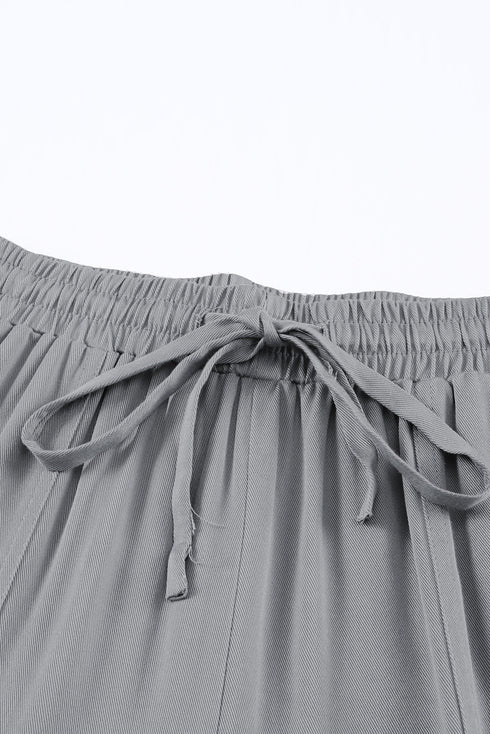 Drawstring Elastic Waist Pull-On Casual Pants With Pockets