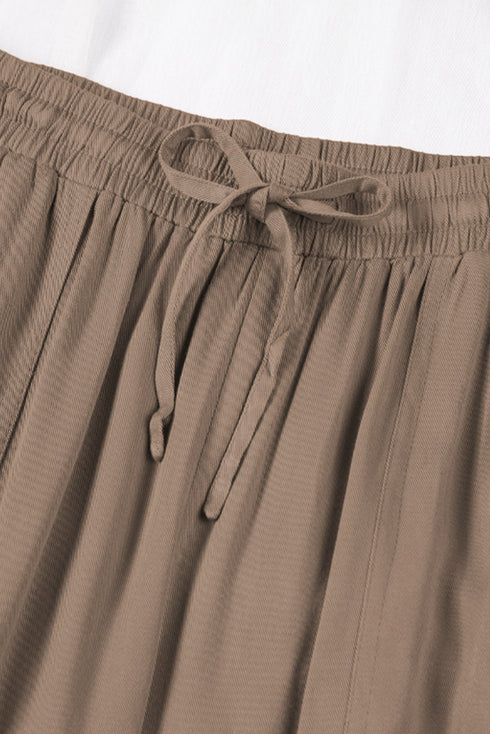 Drawstring Elastic Waist Pull-On Casual Pants With Pockets