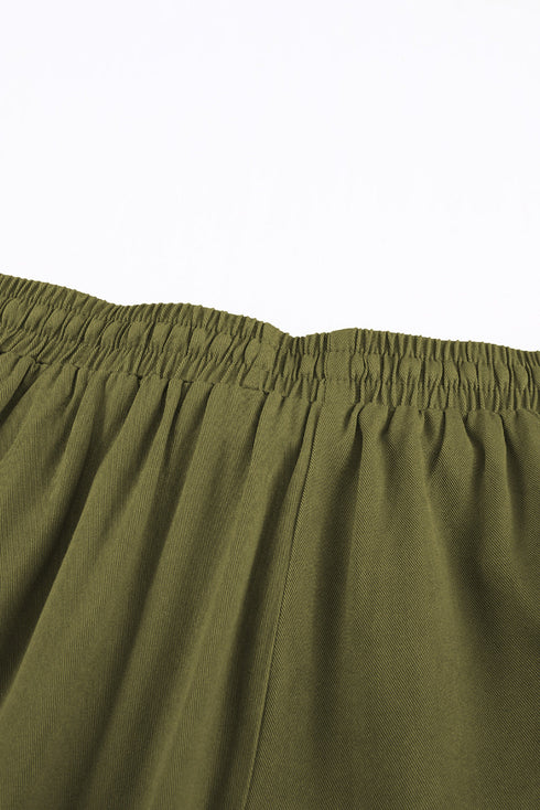 Drawstring Elastic Waist Pull-On Casual Pants With Pockets