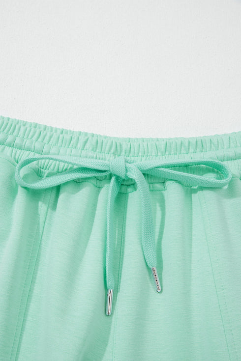 Drawstring Elastic Waist Wide Leg Two Piece Pant Set