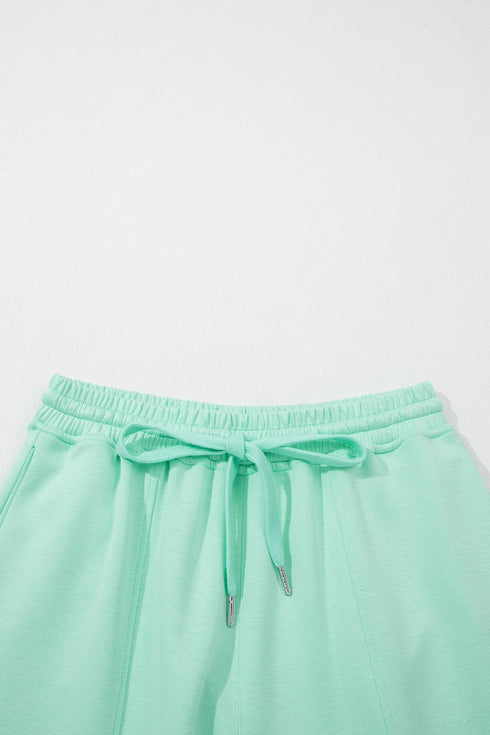 Drawstring Elastic Waist Wide Leg Two Piece Pant Set