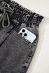 Drawstring Elastic Waistband Pocket Detail Denim Shorts