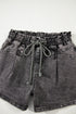 Drawstring Elastic Waistband Pocket Detail Denim Shorts