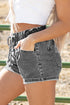 Drawstring Elastic Waistband Pocket Detail Denim Shorts
