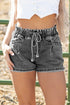 Drawstring Elastic Waistband Pocket Detail Denim Shorts